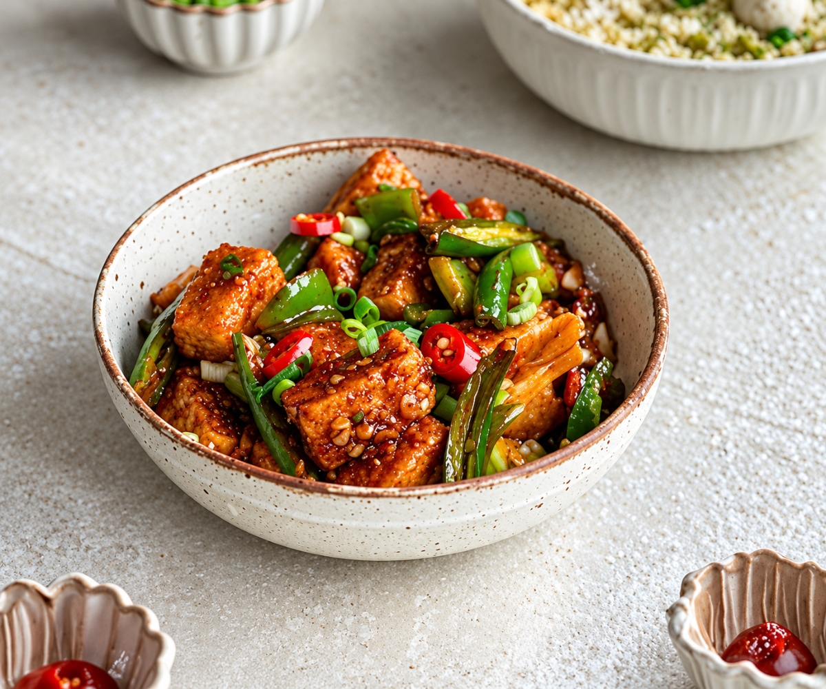 Glazed tofu with vegetables
