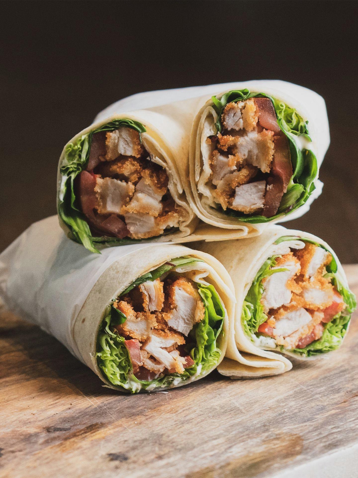 Freshly filled wraps