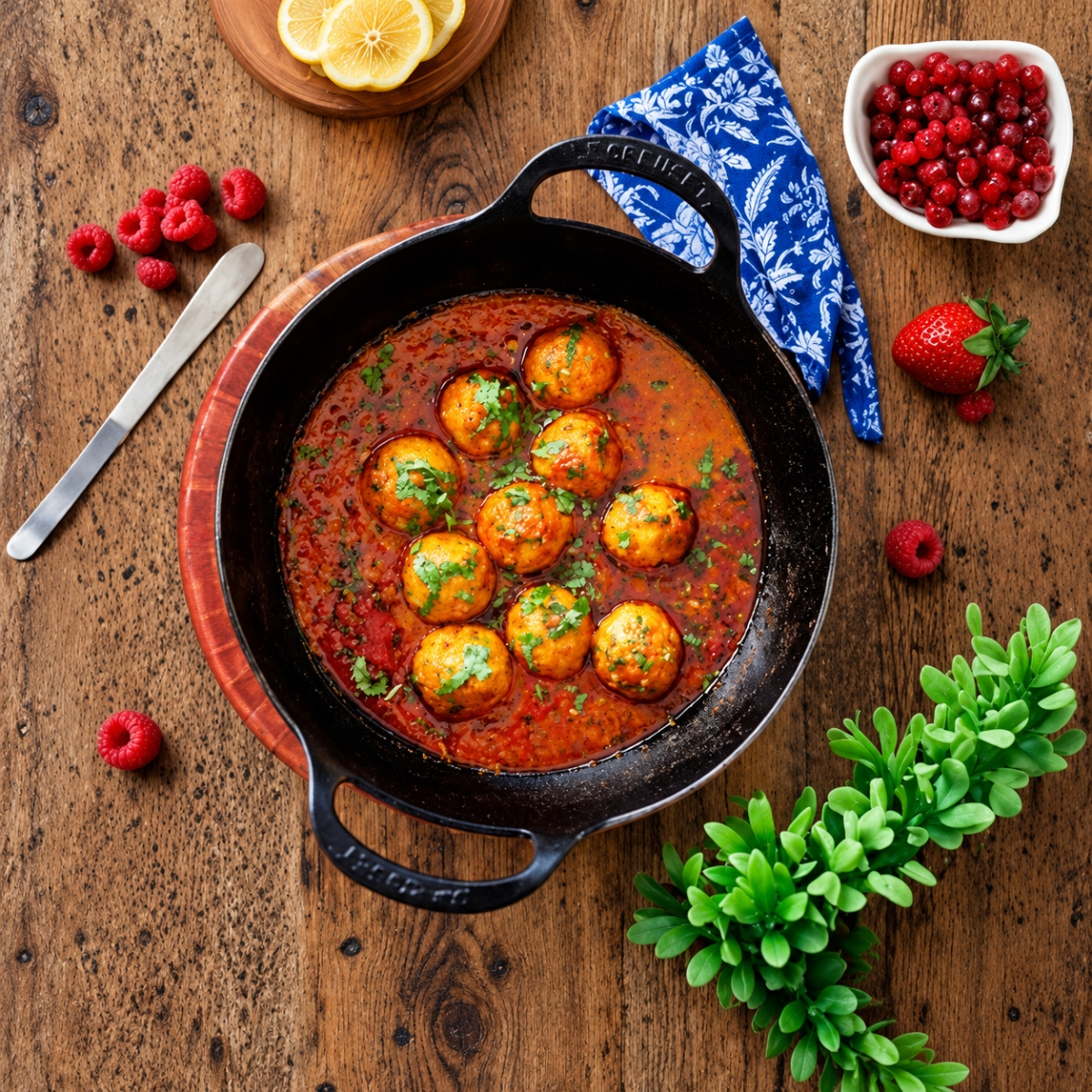 Golden bites in a rich red sauce